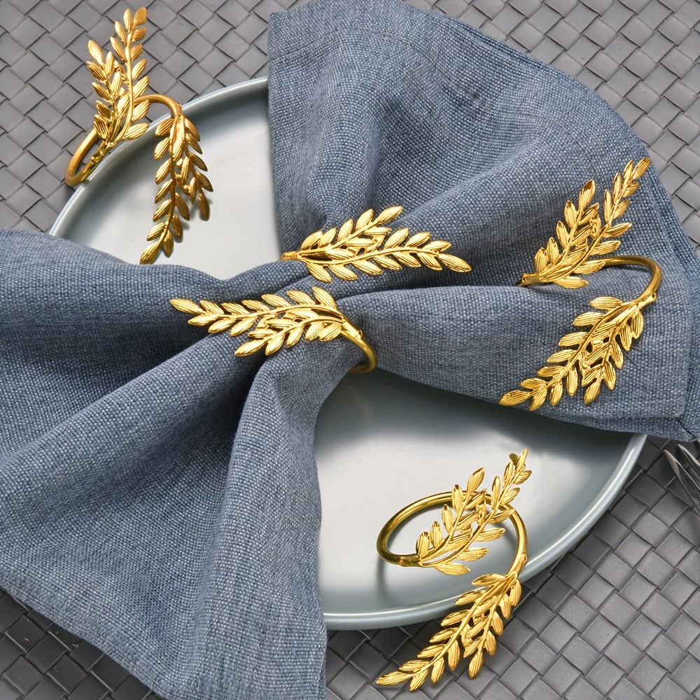 

6pcs Wheat-shaped Napkin Rings - Decorative Table Accessories For Wedding, Dinner, Party Decorations - Elegant Buckles For Napkin Holders