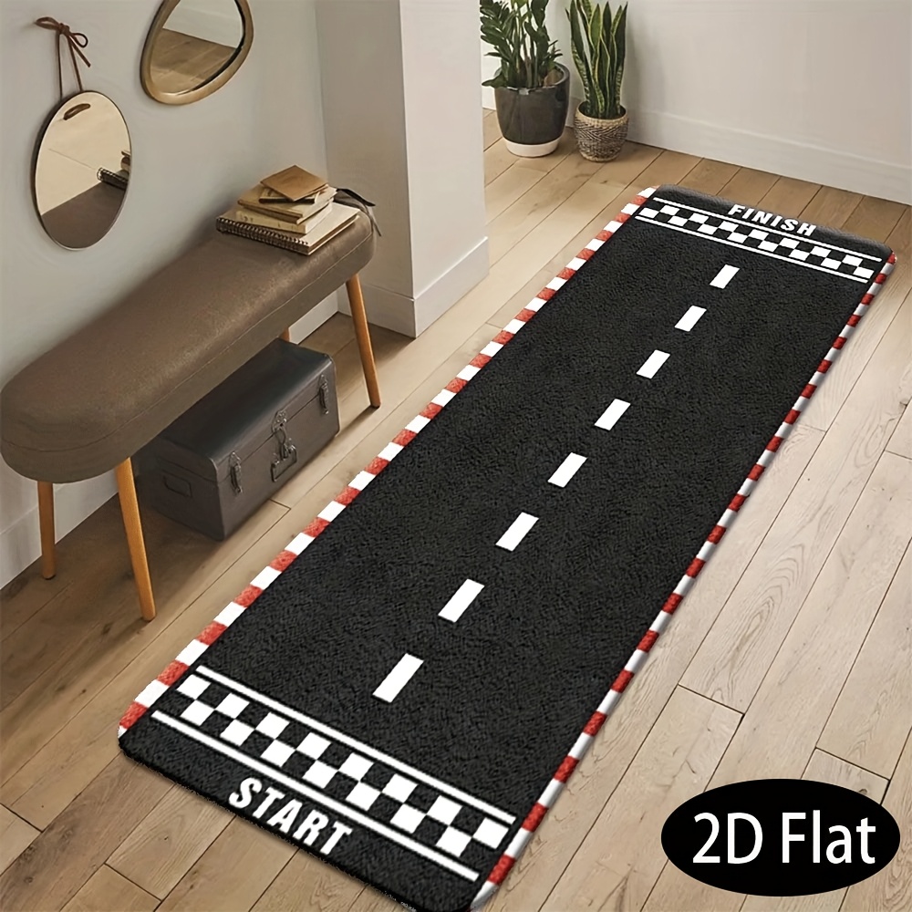 TEMU Tapete de 1 pieza, engrosado, supersuave y antideslizante, para baño y pasillo - Alfombra de pista de carreras con diseño en //, lavable a