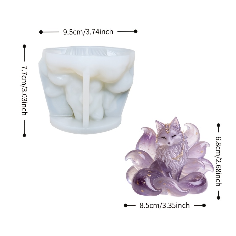 TEMU Nine-tailed Mold Suitable For Diy Resin, Plaster & Soap Crafts - Soft Easy-release Silicone Demolding, Deformation-resistant Fox Shape Molds For