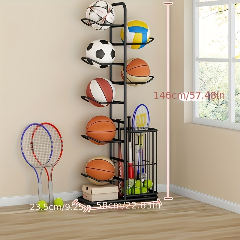 Household Basketball Storage Rack, Soccer Ball Display Stand, Floor Storage Basket For And Badminton Rackets