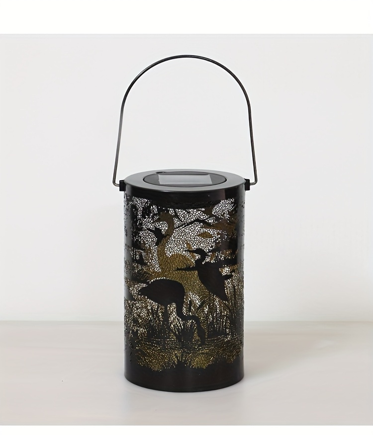 1pc flamingo heron solar lantern outdoor garden decoration   hollow projection light hanging light chandelier courtyard landscape light led handheld light built in 1 2v rechargeable battery details 2