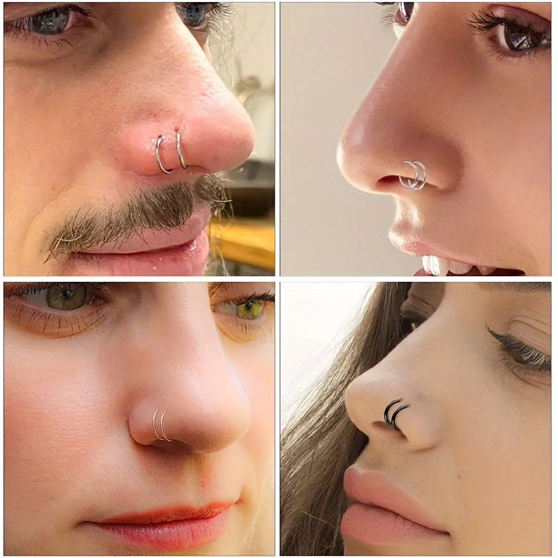 Nose Rings for Women Nose Piercings Jewelry Hypoallergenic Nose Rings Hoops  L Shaped Nose Studs 8mm 10mm 12mm Hoop Nose Piercing Jewelry