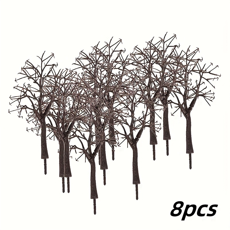 

8-pack Brown Plastic Dry Tree Models, Train Railroad Scenery Adult Toy Train Accessories