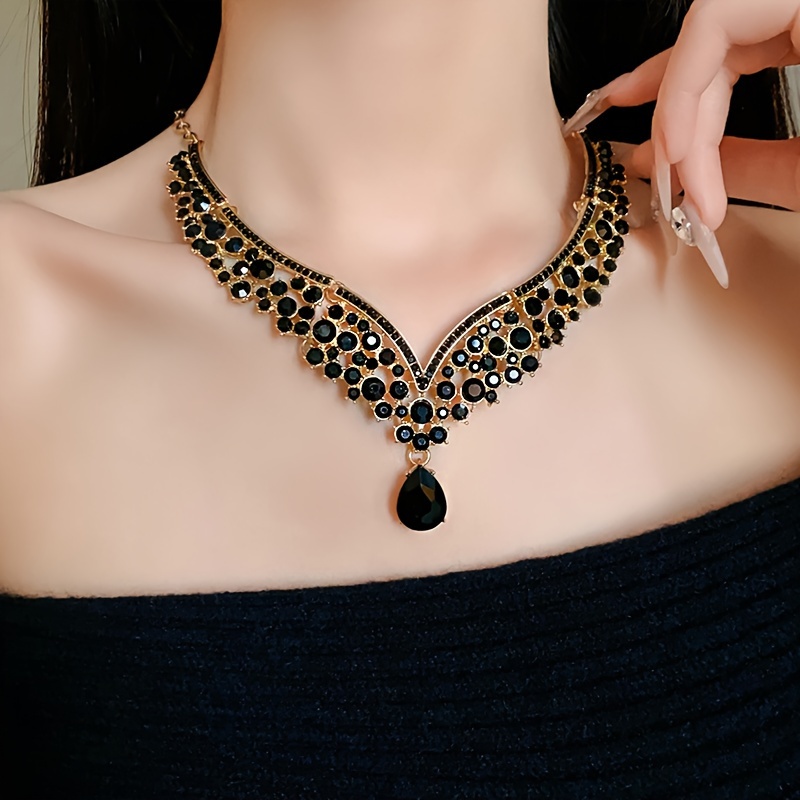 TEMU A New -style Teardrop Pendant Necklace, Featuring An Elegant Vintage Collarbone Chain, Perfect For Chic - Additions