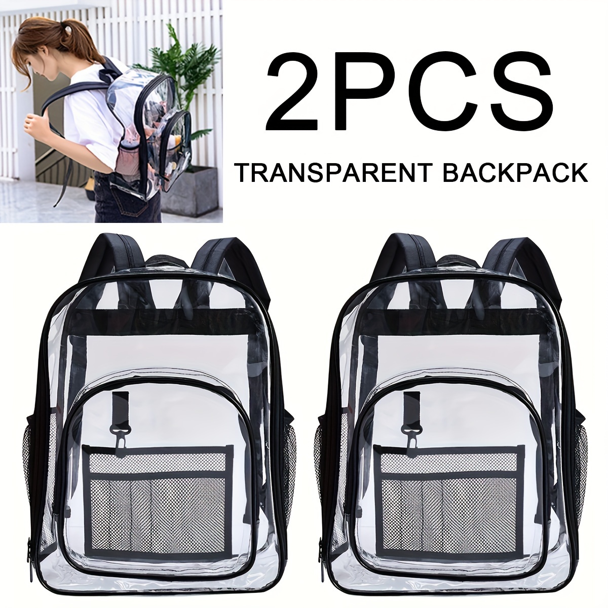 

2pcs Clear Duty Bag For , , , , 17 Bookbags Backpacks Clear