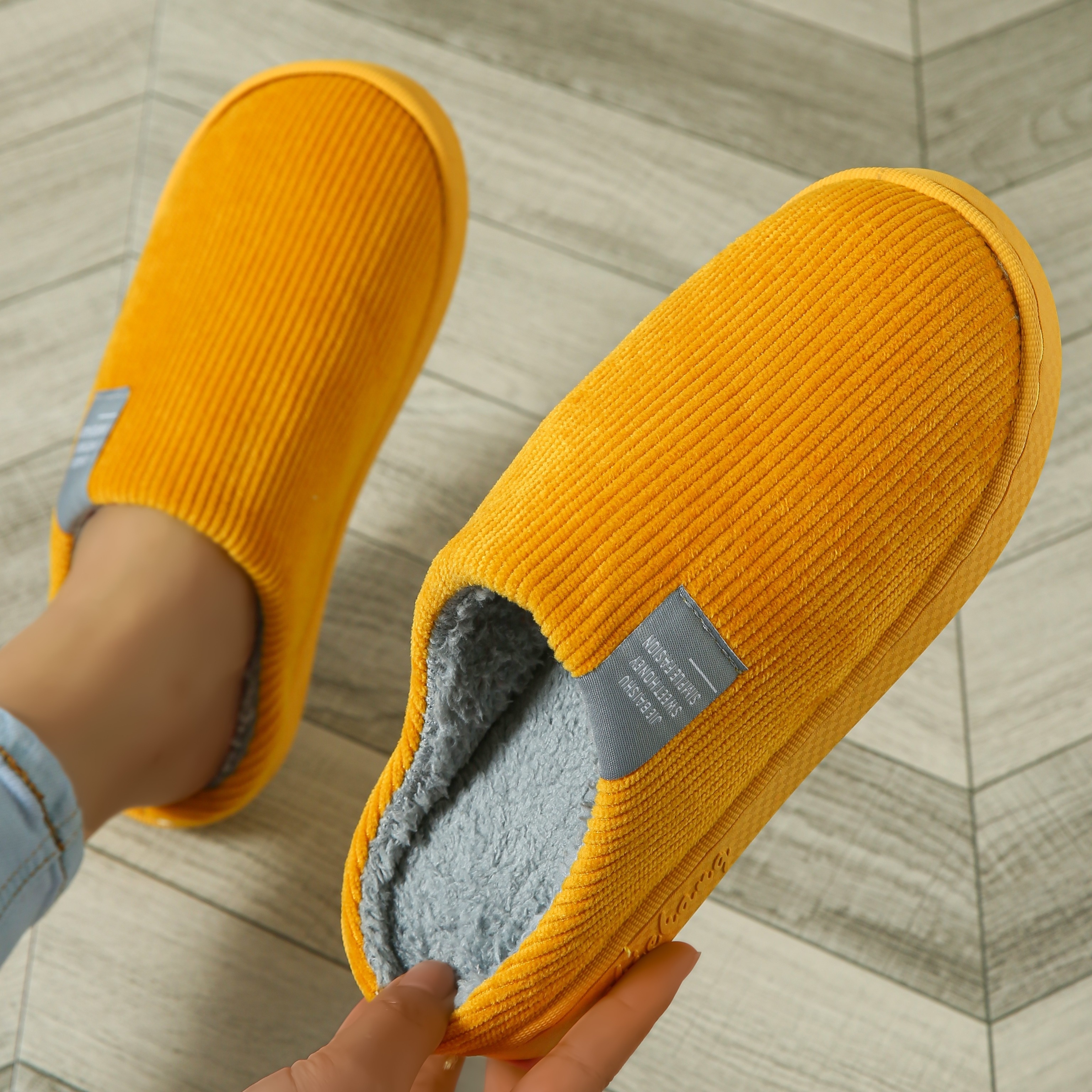 

Unisex Plush Home Slippers, Cozy & Warm Toe Fuzzy Slip On Shoes, Comfortable Indoor Floor Slippers