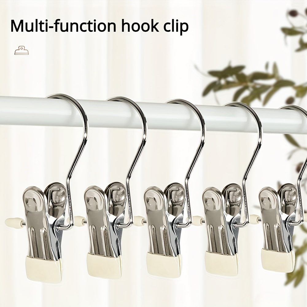 2pcs, Stainless Steel Small Clip Hook, With Hanging Bathroom  Multifunctional Storage Clothespins