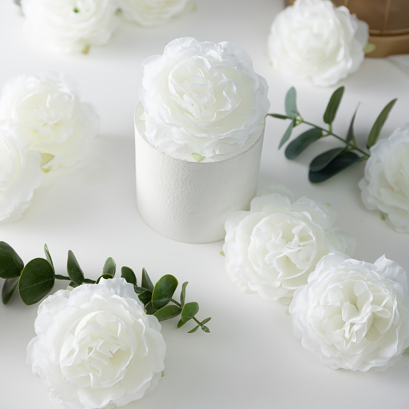 Image of 12pcs Peony Artificial Flower Heads 3.15 Inch Fake Peony Heads With Stems Artificial Peony Heads For Home, Office, Family Wedding Party Decoration