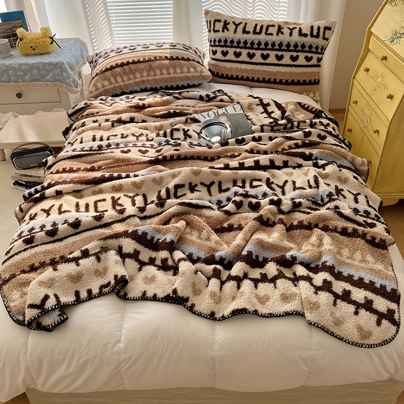 1pc Bohemian Plush Throw Blanket - Ultra-Soft All-Season Luxury Bedspread with Brown, Beige, Blue-Green Geometric Patterns - Machine Washable Couch, Dorm, Office, Travel Blanket - Lightweight & Warm Home Decor, Blanket for Bed, Dorm Room Bedding, Fantasy Themed Decor, Skinfriendly Fabric, Office Comfort, Boho Chic Decor, Durable Material, Office Workers
