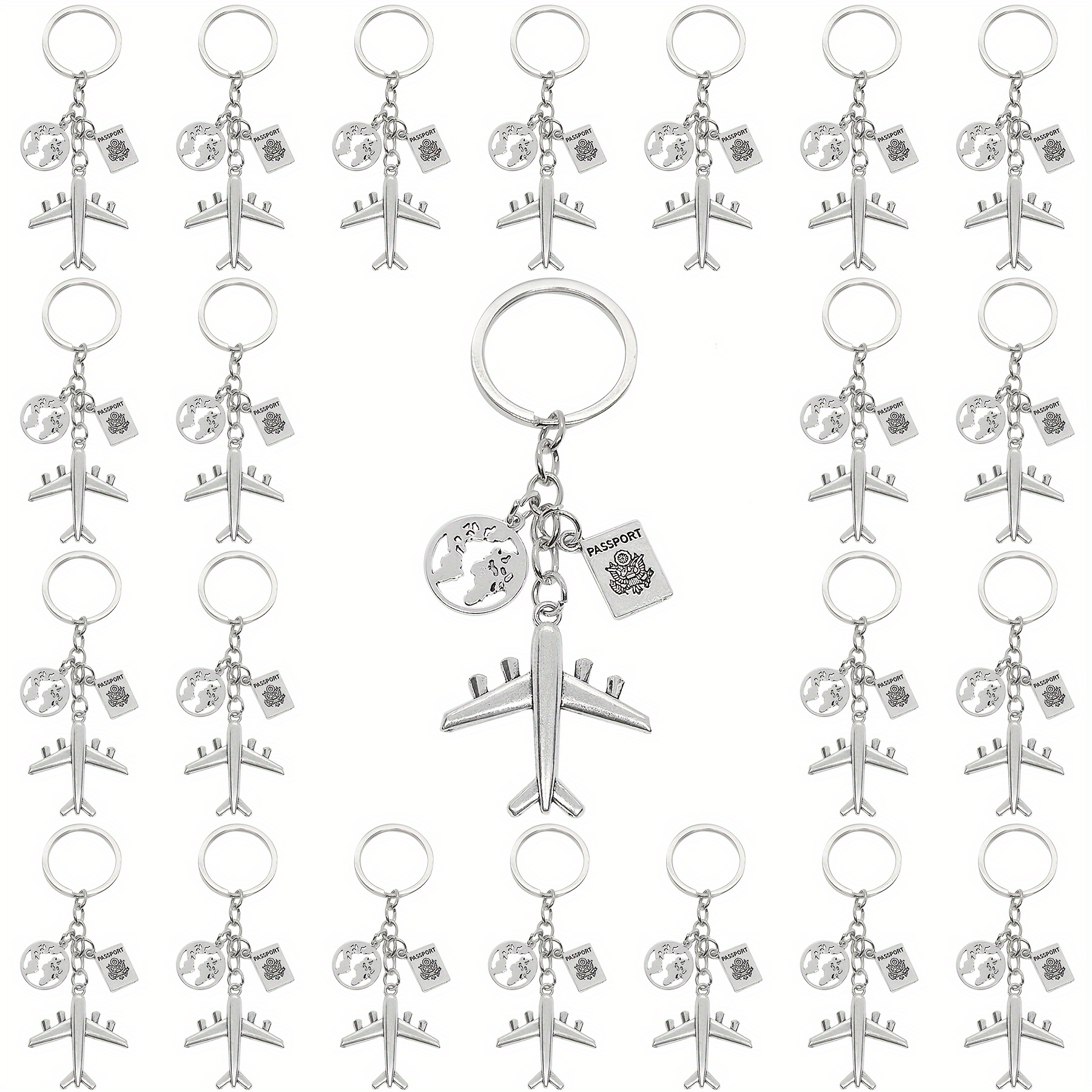 

20pcs Airplane Keychain Pilot Travel Keyring Key Chains Earth Airplane Pendant Diy Gift Friendship Jewelry For Traveler