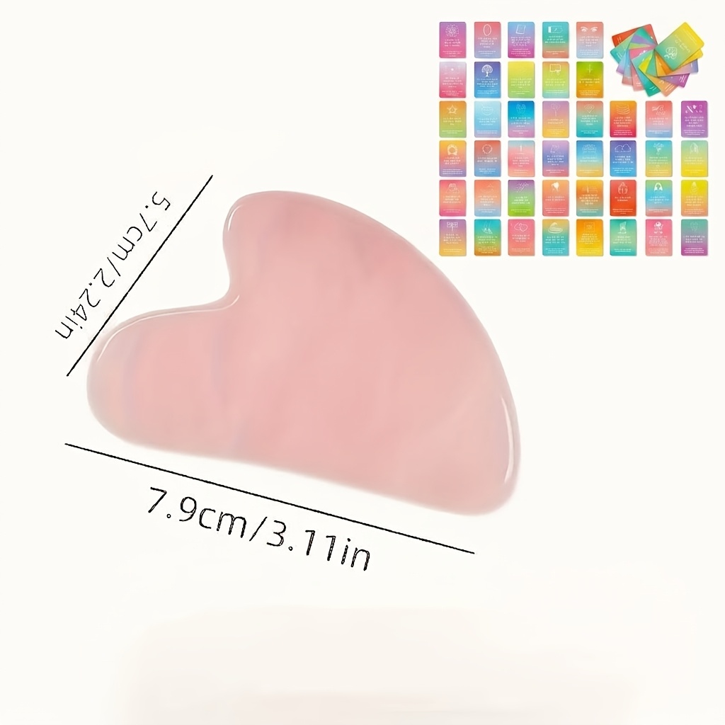 TEMU 2pcs Set (guasha Board And Random Pattern Postcard) Heart-shaped Guasha Board, A Perfect Skincare And Relaxation Product For Couples, A Gift For