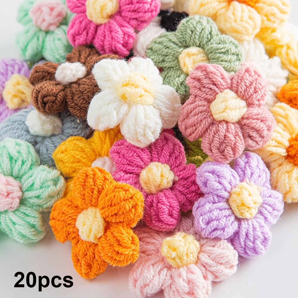 Image of /100pcs 1.6 Inch Flower Sew On Patches Crochet Floral Petals Handmade Beautiful Crochet Flowers Petals Crocheted Flowers For Diy Hair Clothes Party Decor Craft
