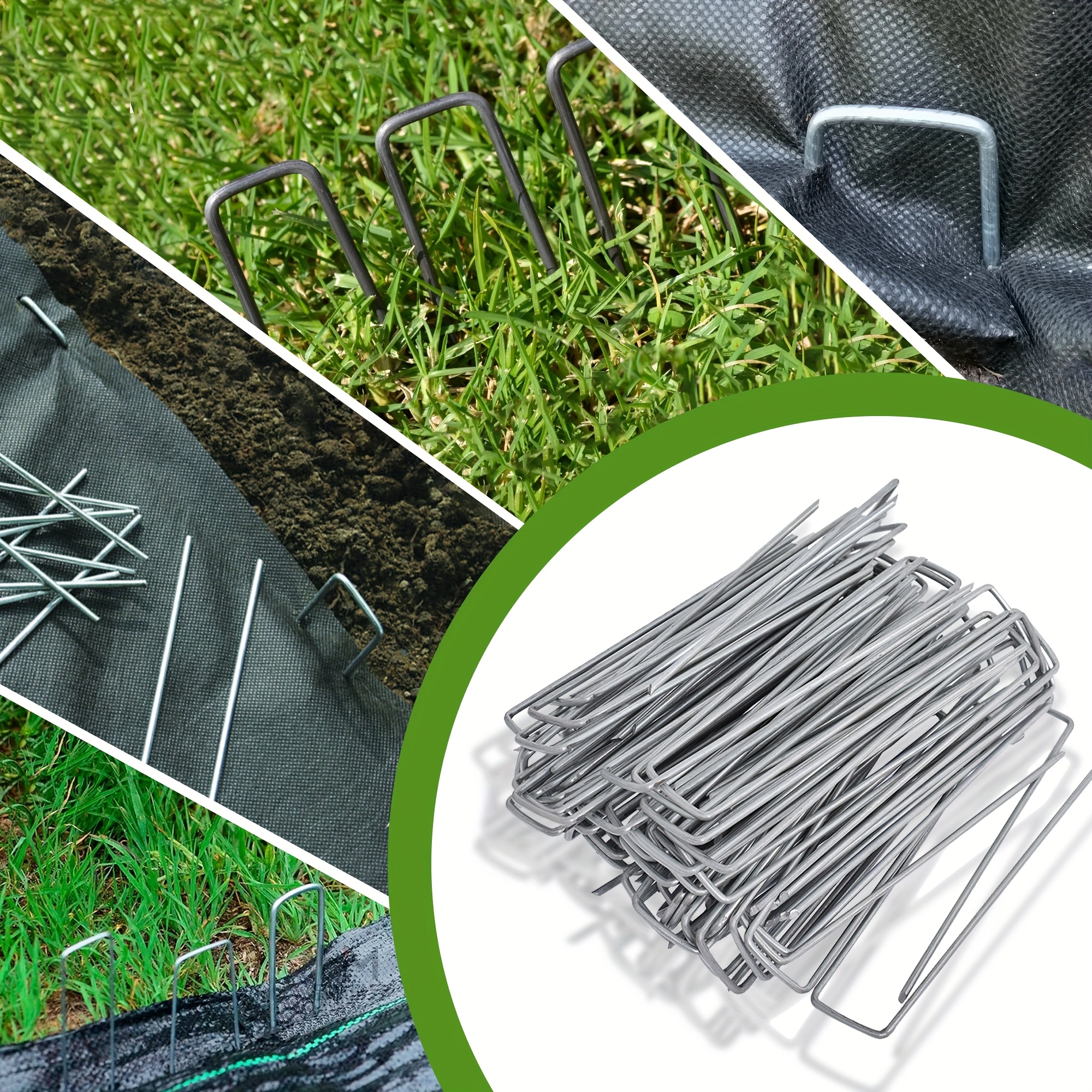 

6 Inch 200 Pack Galvanized Landscape , 11 Gauge Plant Cover Stakes Galvanized Garden Stakes, U Shaped Sod Pins For Anchoring Decoration Landscaping Fabric Irrigation Tubing Weaving Geotextile