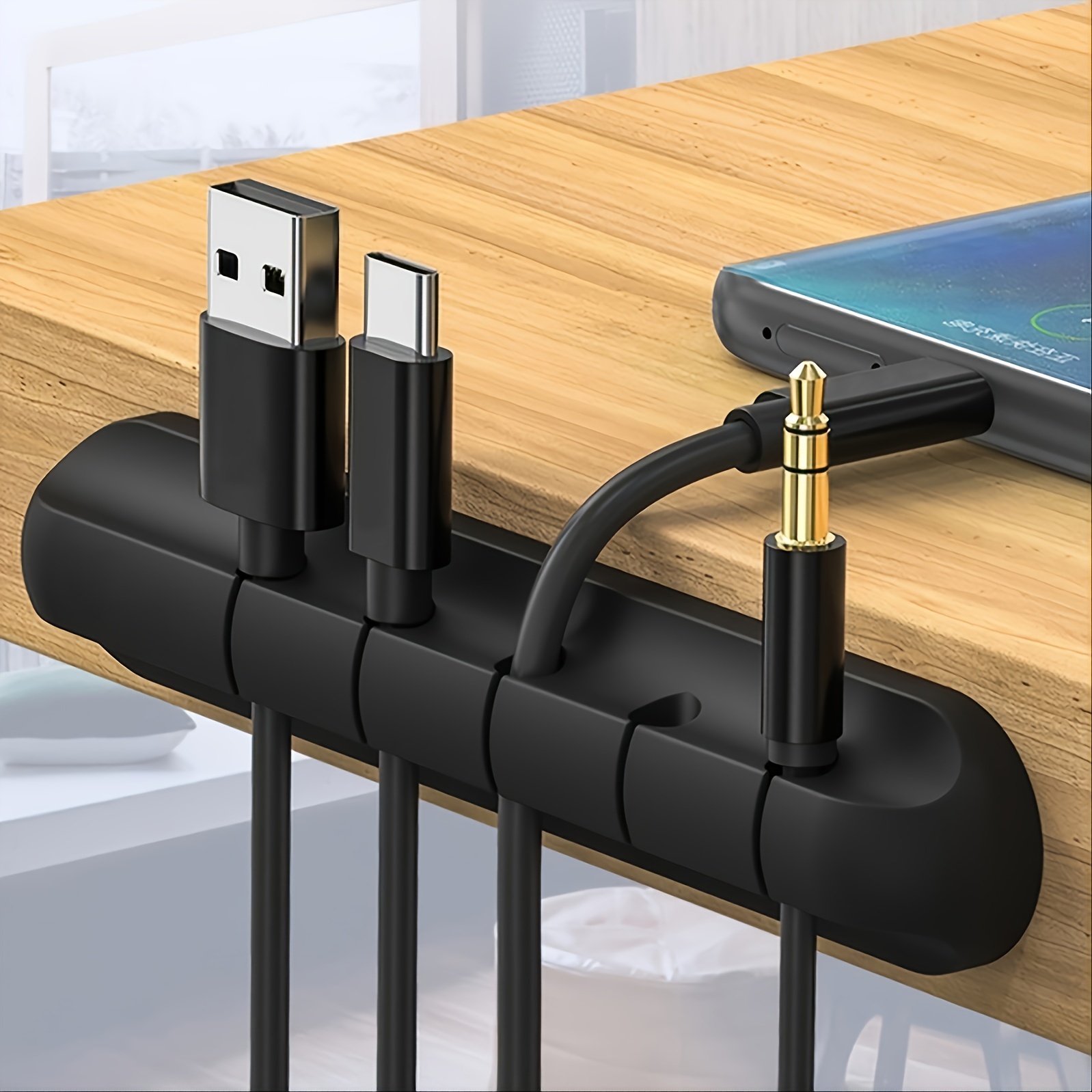 

Silicone Cable Organizer, 1pc Desktop Cord Holder, Wire Management Clip For Desks And Tables, Flexible