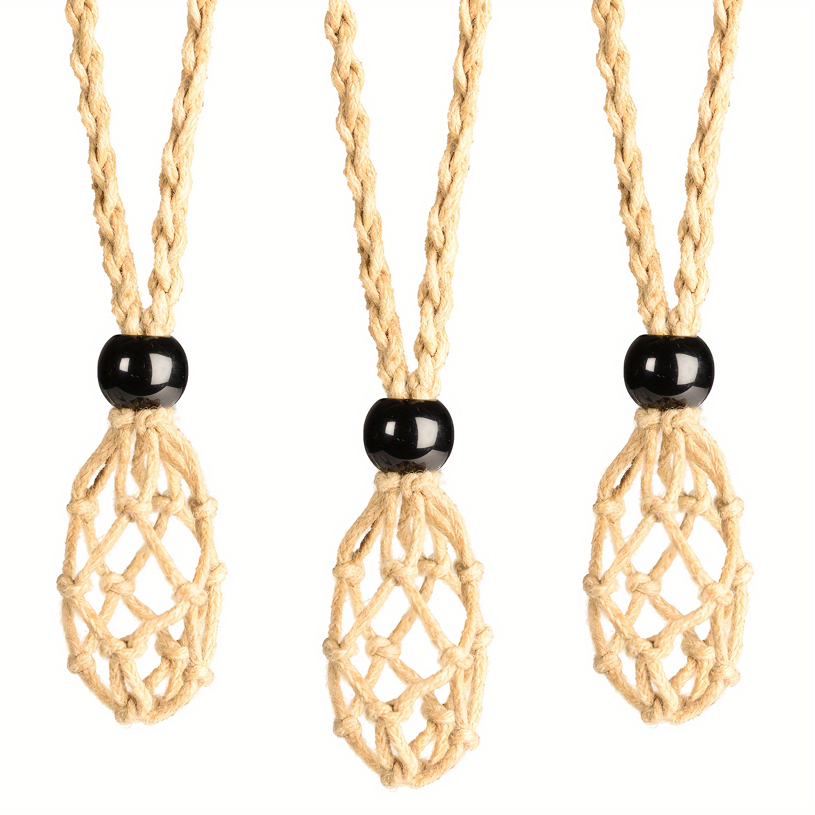 3pcs Crystal Cage Necklace Holder Cord with Adjustable Length