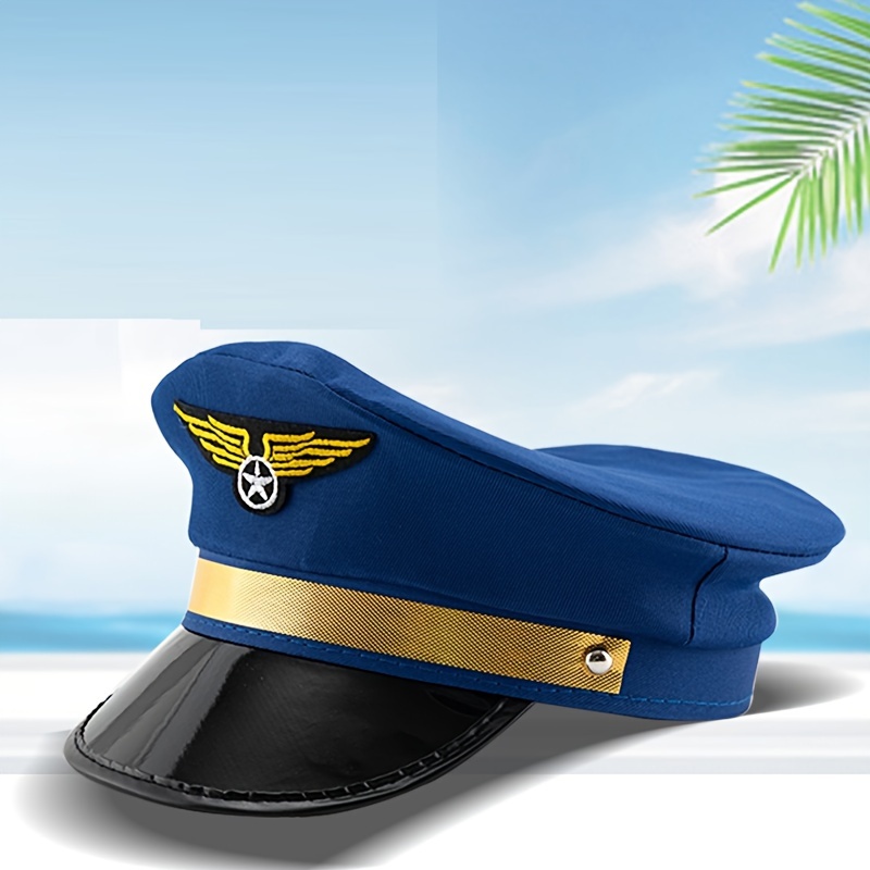

1pc, Adult Navy Pilot Airline Captain Hat Airplane Halloween Costume Cap Holiday Carnival Party Cosplay Prop Captain Party Hat
