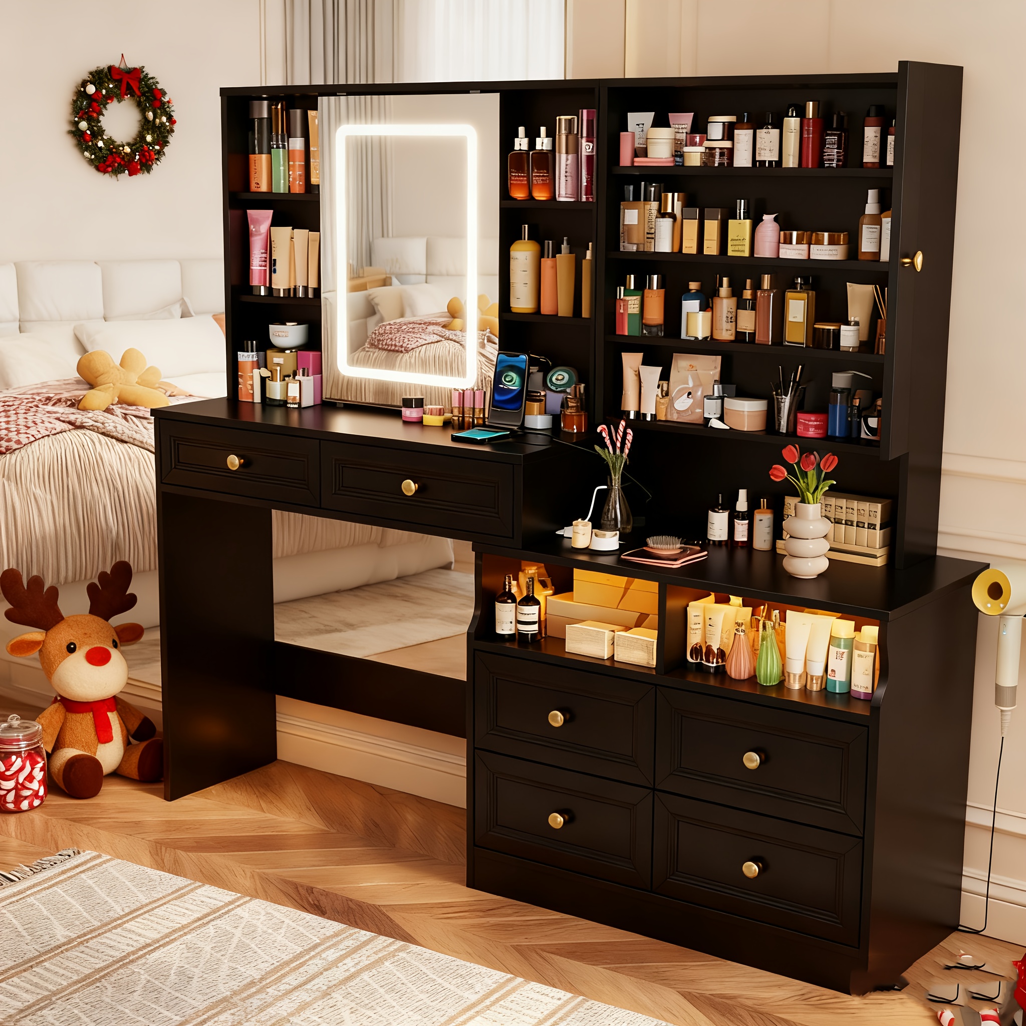 white christmas dresses American Woodcrafters Cottage Traditions Triple Dresser and Dressing Mirror Combo main image 1