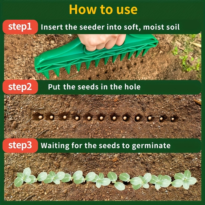 

1pc Green Waterproof Plastic Handheld Seeder Tool With 12-hole Design, Gardening Rice Planter For Seeding And Soil Loosening, No Electricity Needed, Garden Houses