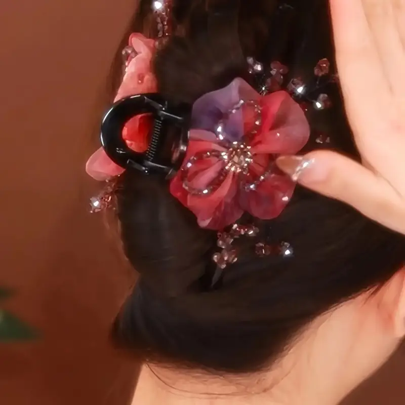 elegant chinese style hairpin with large red flowers womens day or as a gift for her Product details 4