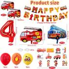 fire truck emergency vehicle balloon set vibrant red with happy birthday banner fire truck cake and cupcake toppers for parties birthday party decorations fire truck theme durable rubber balloons birthday party decorations