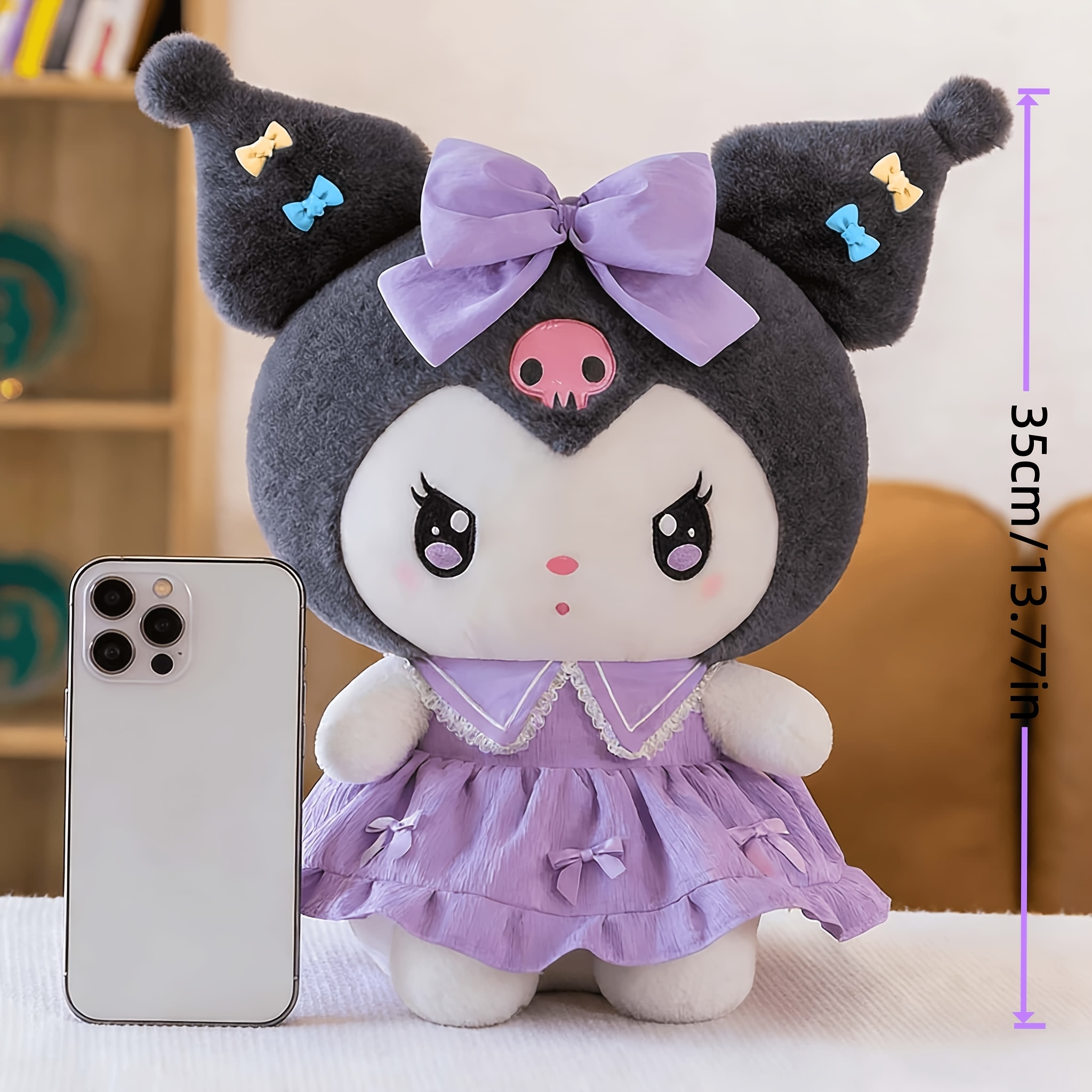 Image of Official Kuromi And Melody Plush Toys In Princess-style Fluffy Dress With A Pink Bow -the Perfect Birthday Gift For Girls, A Item, And A Must-have For Valentine's Day.