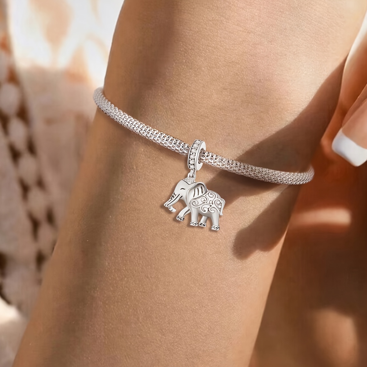 Texture Elephant DIY Pendant Bead for Women's Jewelry