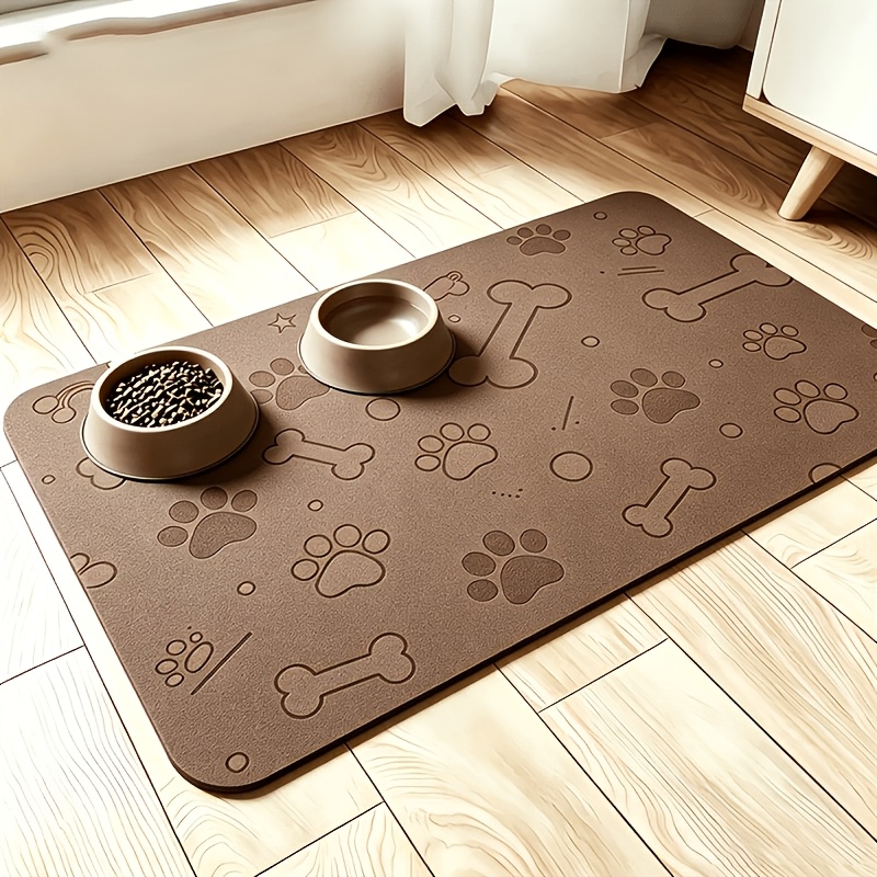 TEMU Pet Feeding Mat - Absorbent Pet Placemat For Food And Water Bowls, Dog Food Pad With Rubber Backing, Stain-free Quick-dry Drinking Mat, Suitable