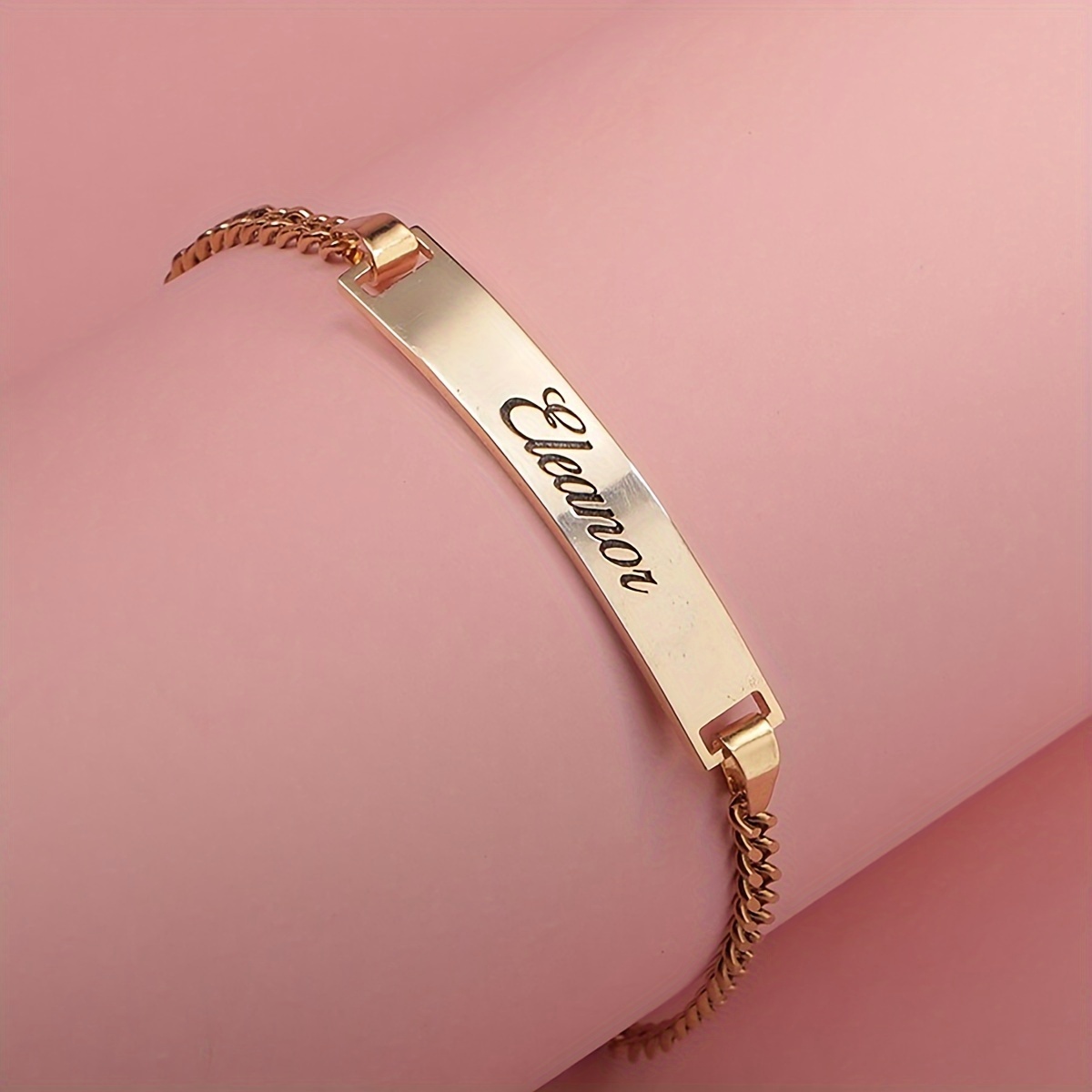 Custom Personalized Fashion Bar Bracelet, 18k Gold Plated