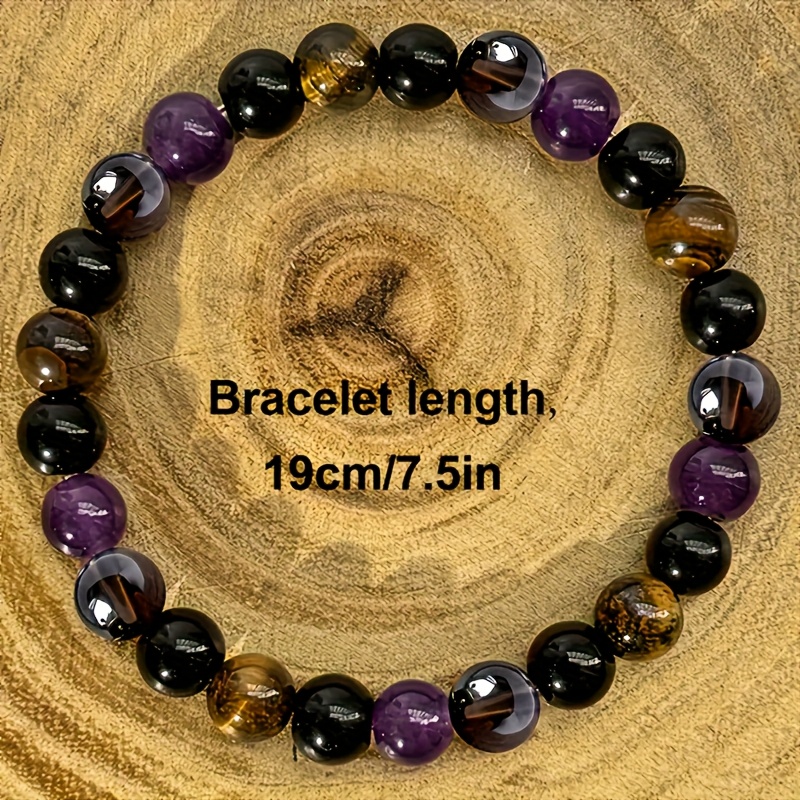 Ladies' Tiger's Eye & Black Agate Beaded Bracelet