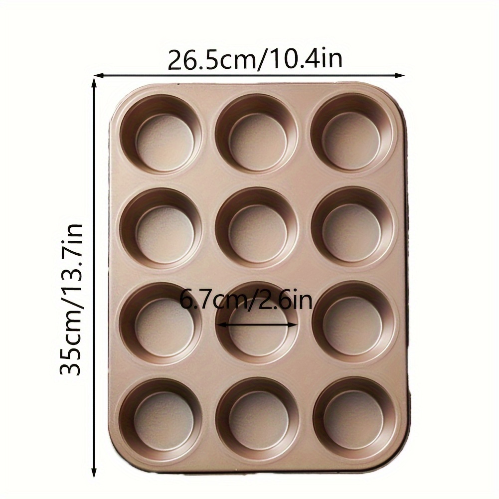 TEMU 1pc, 12-cup Non-stick Muffin Pan With Cupcake Liners, Mini Cake Baking Tray, Metal Bakeware For Oven Use, Home Kitchen Essentials