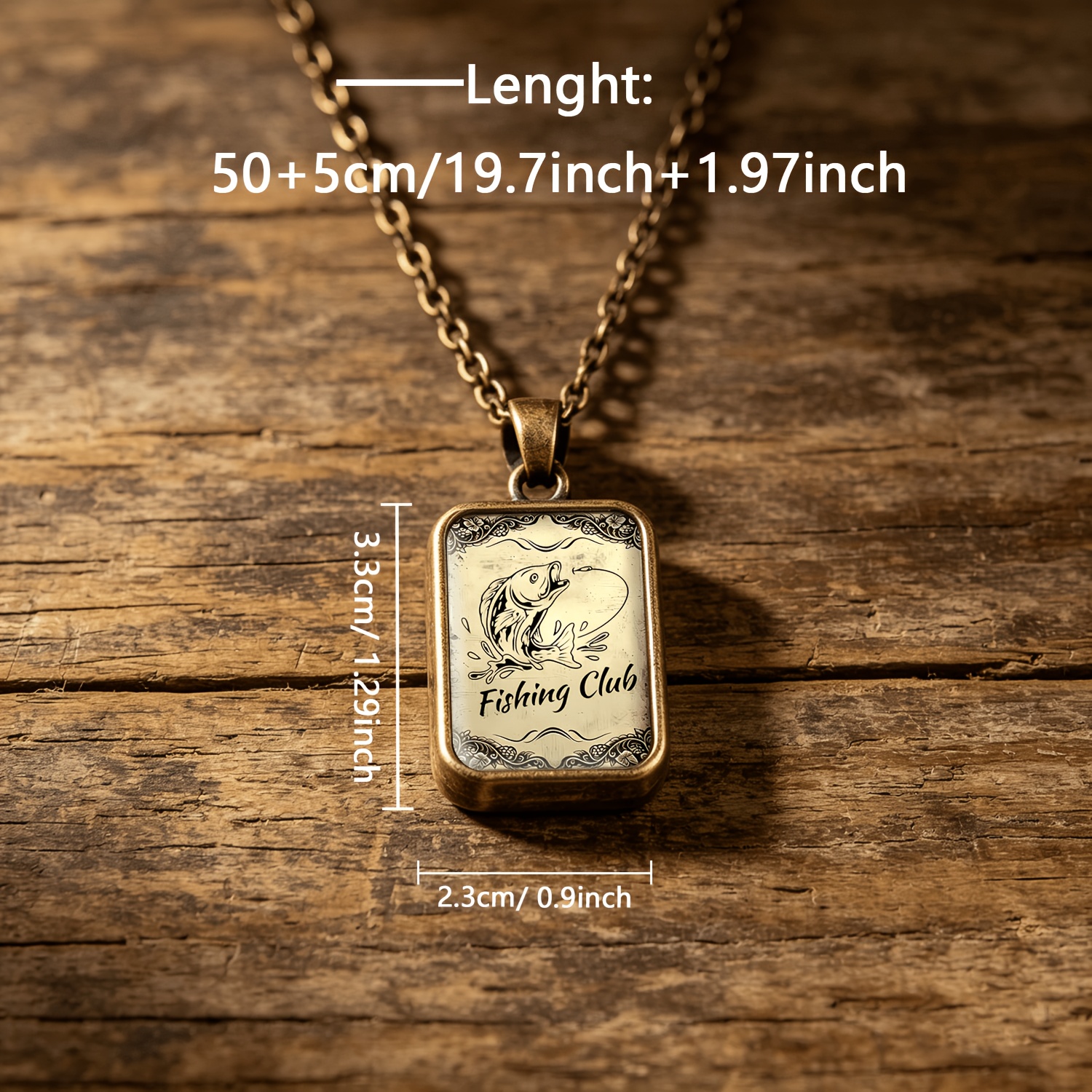 Women's Double-Sided Square Glass Tag Necklace