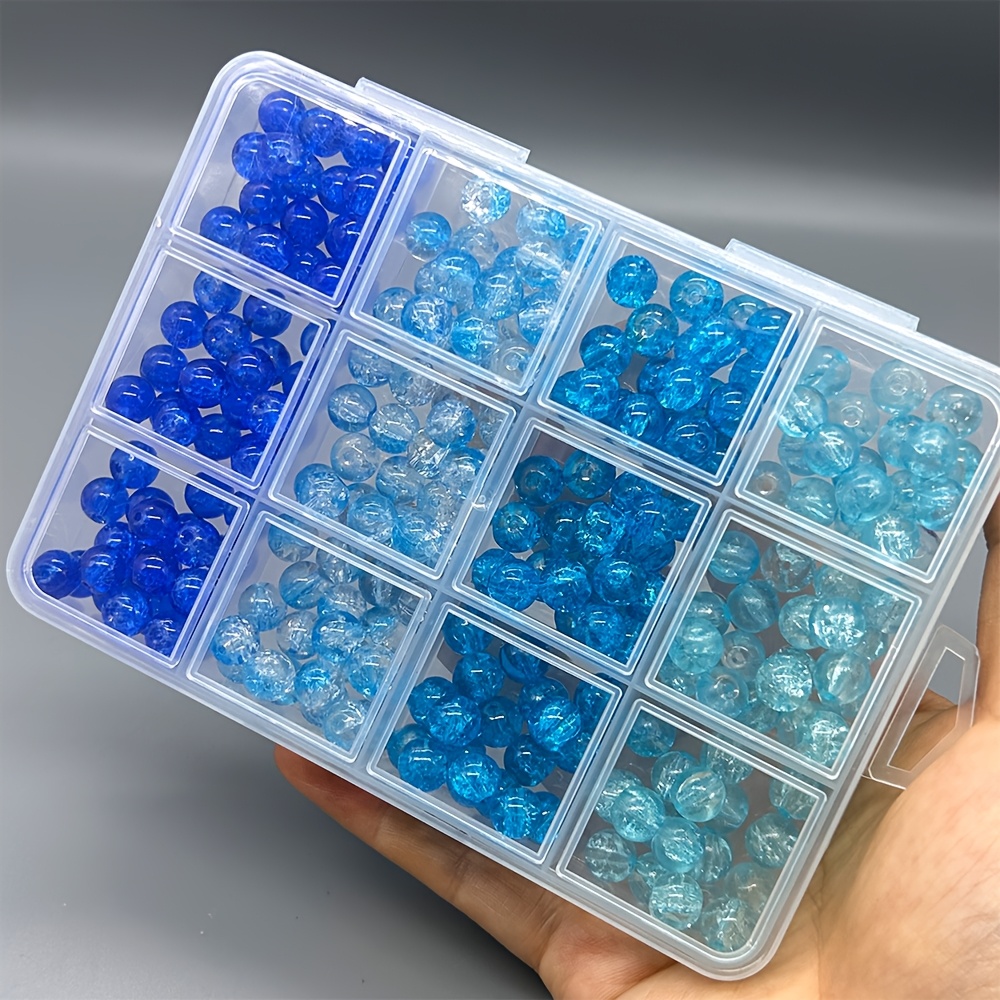 TEMU 8mm Blue Glass Strand Beads, Approximately 238pcs Per Box, Ocean , Suitable For Diy Bracelet, Necklace, And Jewelry Making Accessories