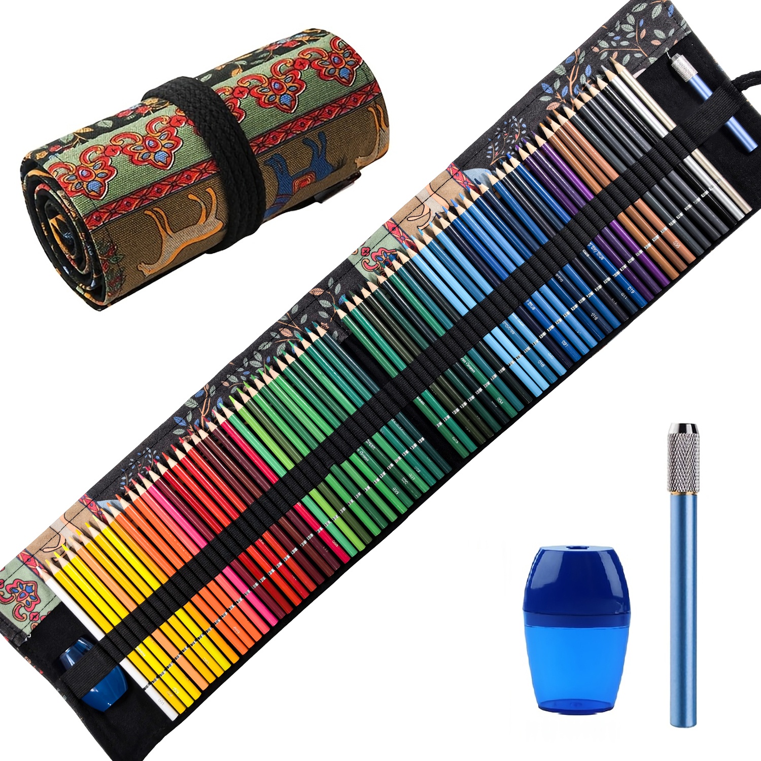 Image of Ccfoud 72 Colored Pencils For Adult Coloring Book, Premium Artist Pencil Set, Handmade Canvas Wrap, Extra Additions Included, Oil Based Color Pencils, Professional Artistic Use