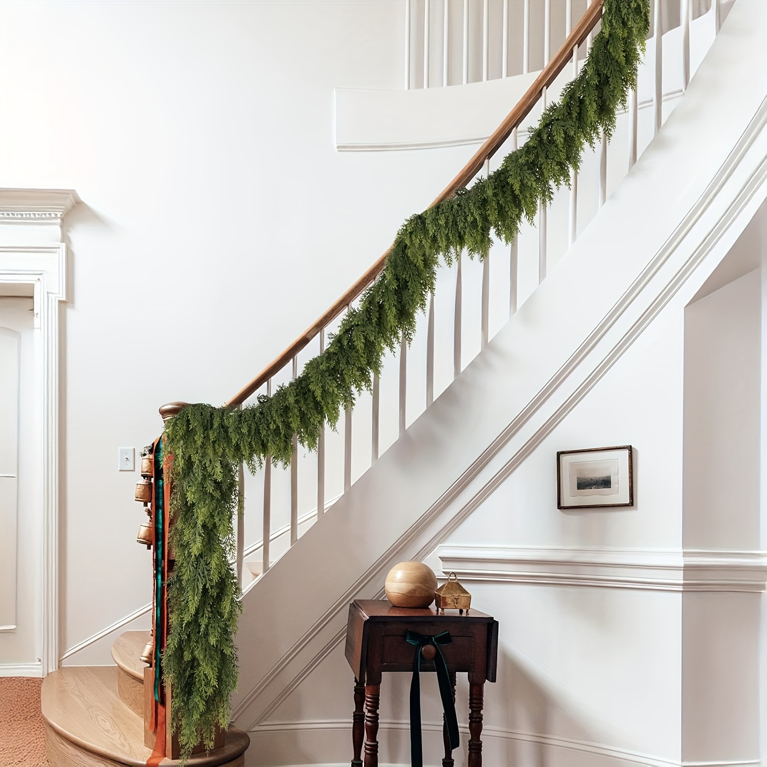 guirnalda artificial de   y   de 180 cm - densidad   verde de     para chimenea, decoración   para fiestas navideñas, halloween,  , hanukkah, acción de  , sin contenedor incluido, decoración de chimenea |   natural | hojas de plástico, decoraciones de chimenea Detalles del producto 7