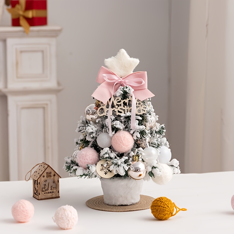 Image of 1 Mini Decorative Art Desktop Christmas Tree Set - Home Holiday Decoration, No Required, For New Year's Celebrations
