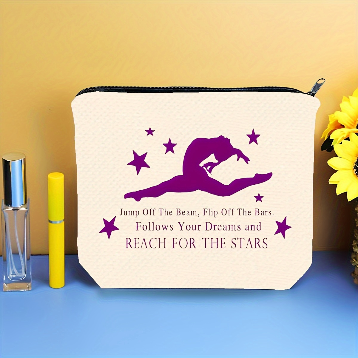 

1pc Gymnastics Makeup Bag For Women Girls, Gymnast Inspirational Gift, Gymnastic Gift, Follows Your Dreams And Gift