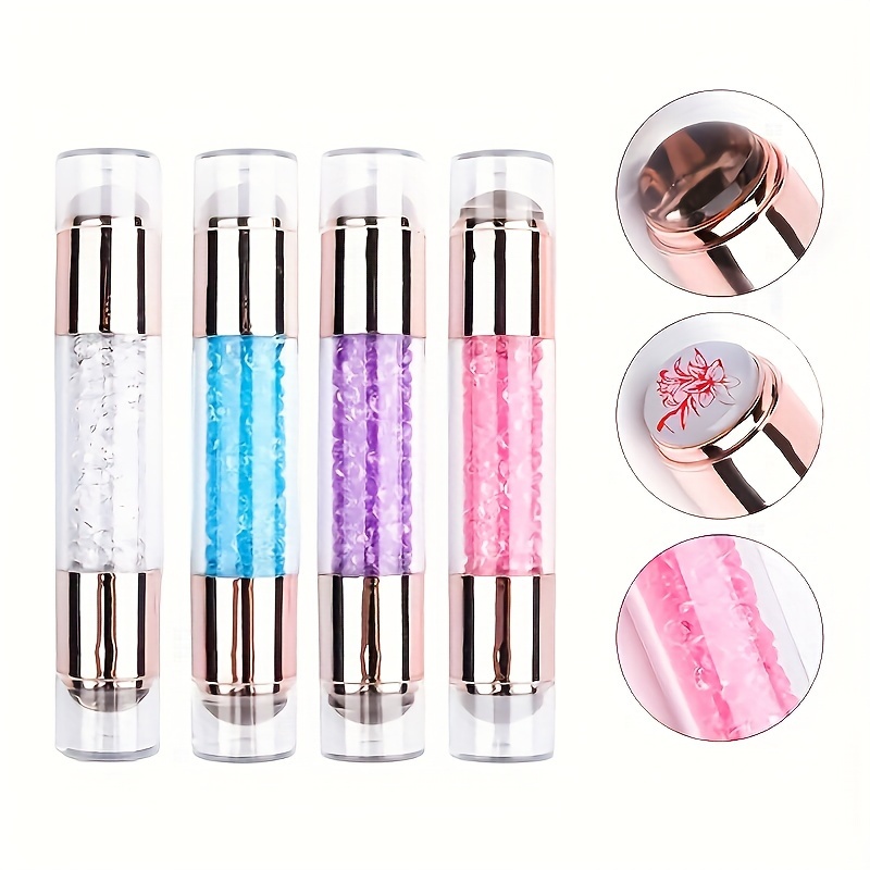 

Dual-ended Silicone Nail Stamper With Accents - Formaldehyde-free, Diy & Pedicures, Electroplating, Transparent , Stamping Tool