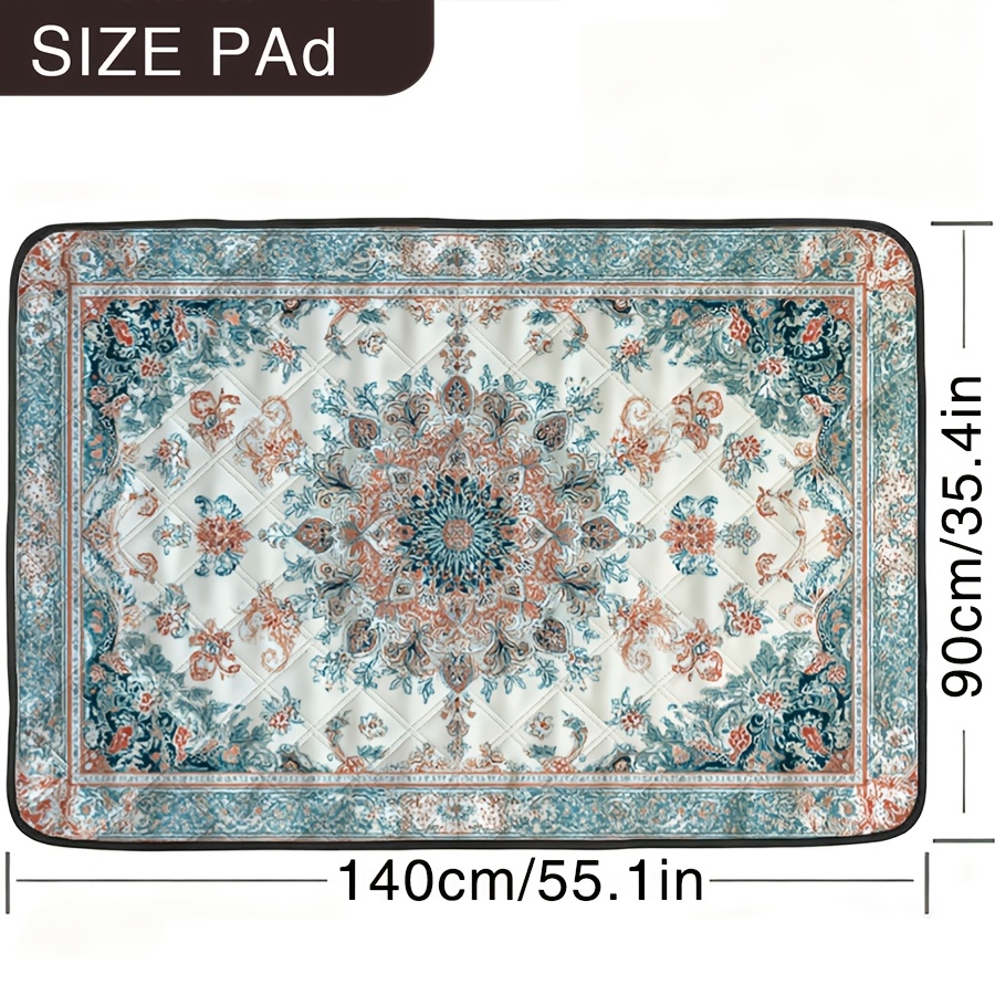 TEMU 1pc Of A Persian Pattern, Washable And Reusable Pet Mat, Suitable For Pet Training, Home Use, Versatile For , Durable, Easy To Clean, Protects