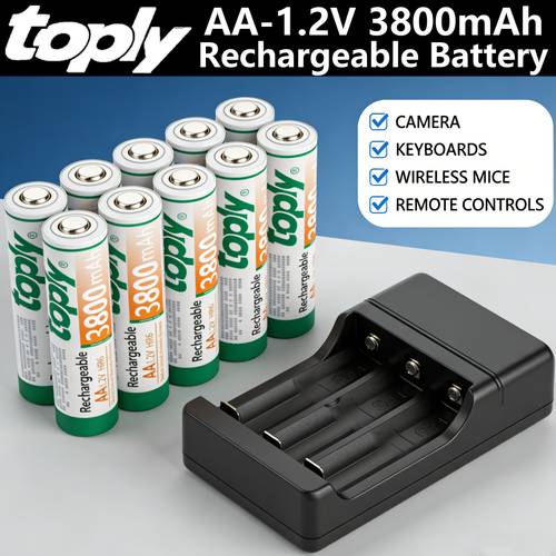 rechargeable aa batteries 2 4 8 16pack 3800mah high capacity nimh battery long lasting aa rechargeable batteries for household and office devices pre charged 1 2v low self 1000 cycle life portable