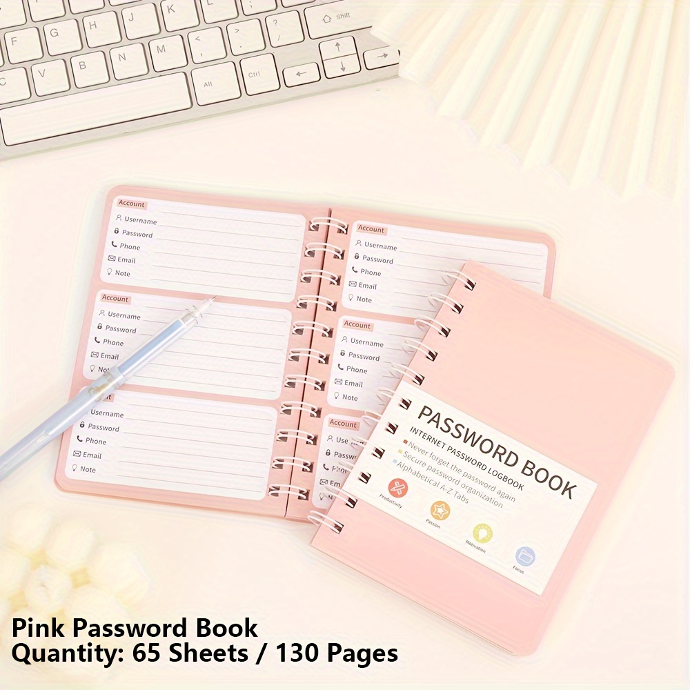 Image of 65 Sheets Pvc Hardcover Coil Password Book Advanced Address Stickers And Password Storage Perfect For Home Office