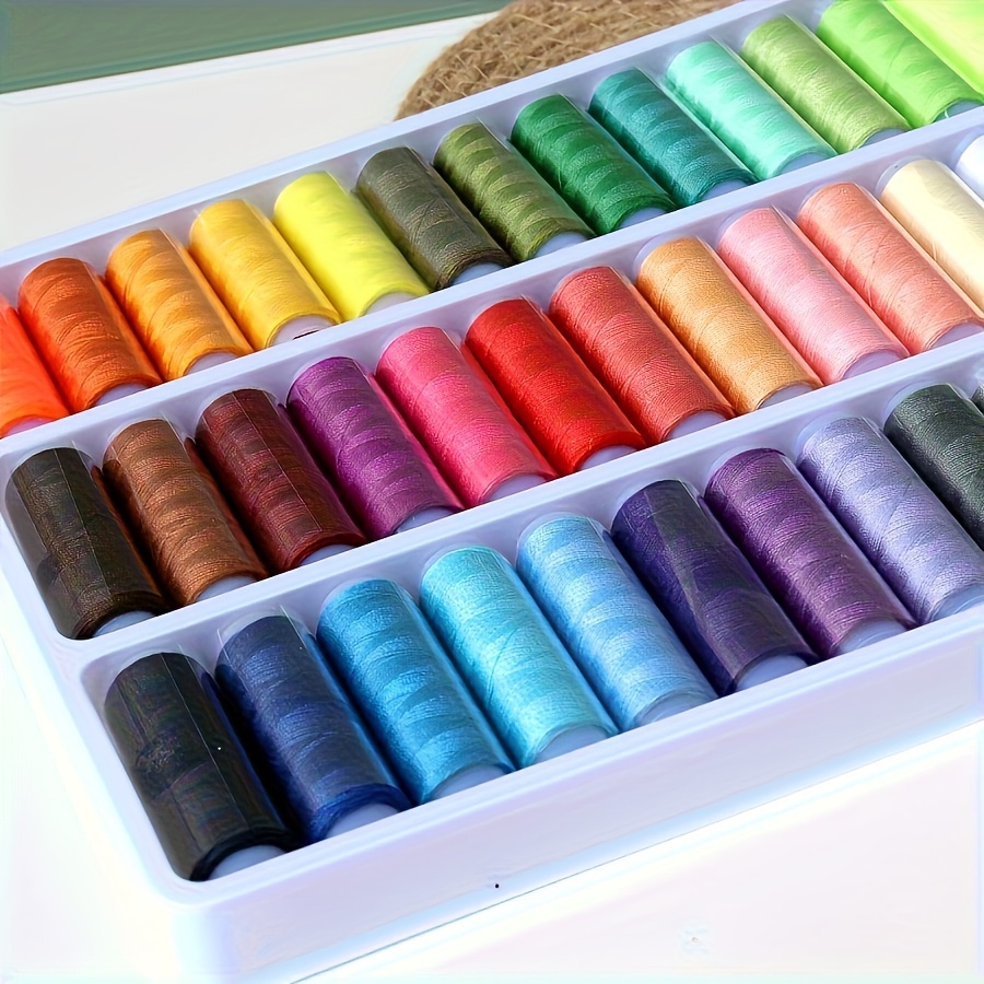 

39 Skeins Sewing Thread Set, Mixed Color Polyester Embroidery Thread, Fixed Small Needles, Needlework Storage Box, Youth Sewing Kit