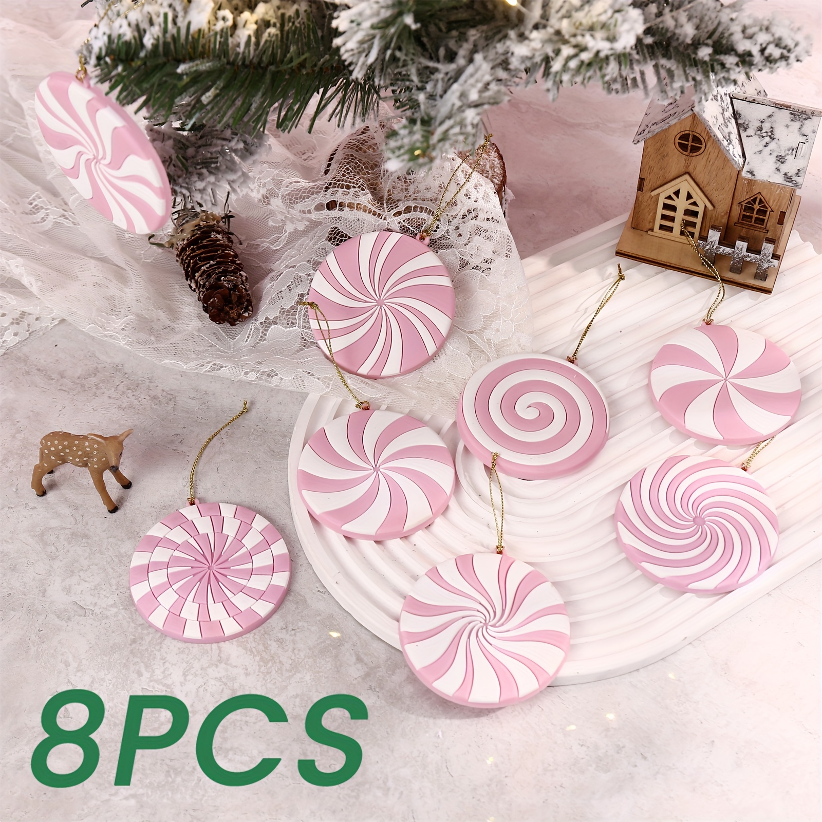 TEMU 8pcs Christmas Ornaments Set, Pvc Hanging Decorations For Atmosphere, Suitable For 14+ Age Group, Electricity-free Decor Accessories