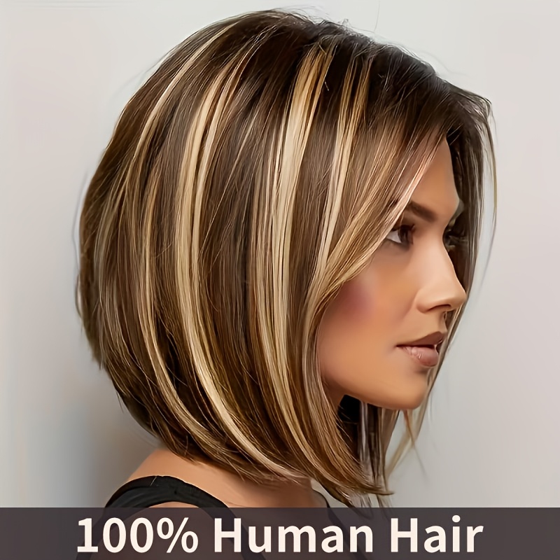 This Is a Brazilian Remy Human Hair Bob Wig for Women, Featuring a 13X4 Lace Front Design in a Piano Color P4/27. It Comes Pre-Plucked, Has a Soft And Breathable Lace Base
