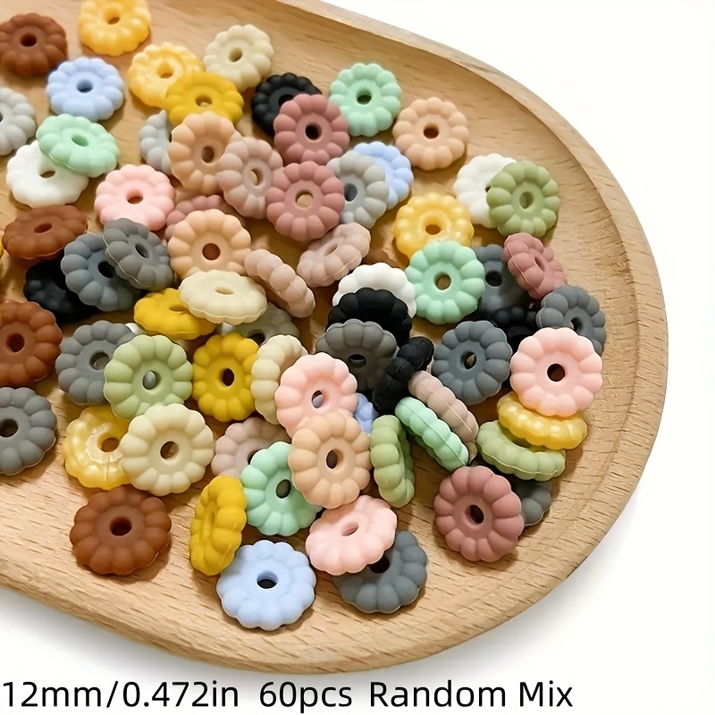 Image of 60pcs 15mm/12mm Packaged Spacer Silicone Bead Set, Suitable For Jewelry Making - Focus Beads For Pens, Necklaces, Keychains - Craft Gift Set Beads, Spacer Beads For Jewelry Making