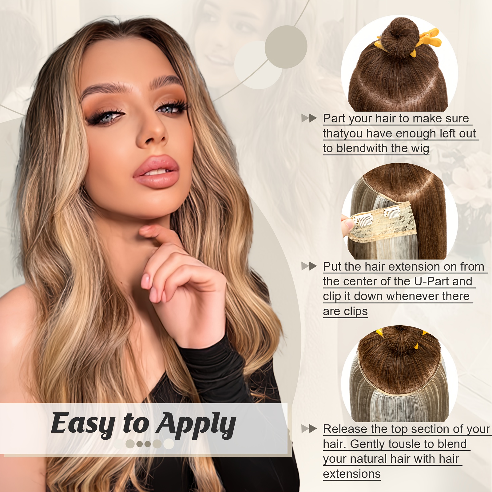 clip in hair extensions long wavy 18in v shaped hair extension   brown blonde highlight hair extensions with 5 clips for women daily use details 5