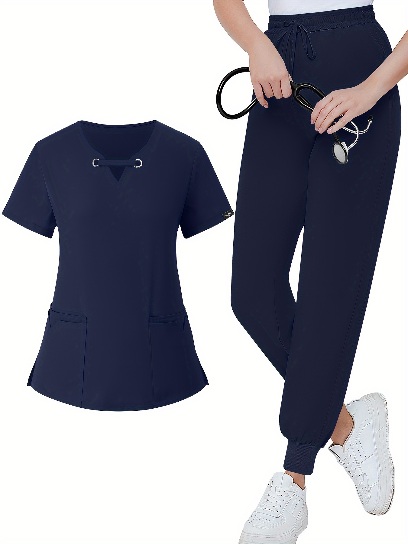 Scrub Sets for Woman Comfort 2 Piece v Neck Long Sleeve Medical Scrub  Shirts and Jogger Pants Solid Color Working Uniform Scrubs for Women Set  Jogger Pants Blue : : Fashion