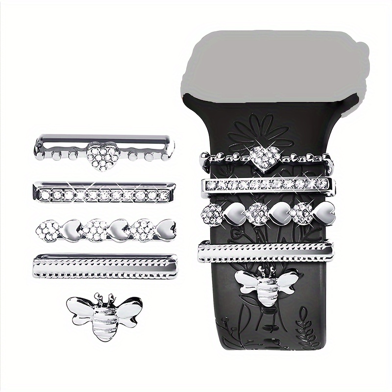 Image of 1 Set Women' Bee Pattern For Iwatch Band Decorative Rings For 38mm, 40mm, 41mm, 42mm, 44mm, 45mm Smart For Iwatch Bands