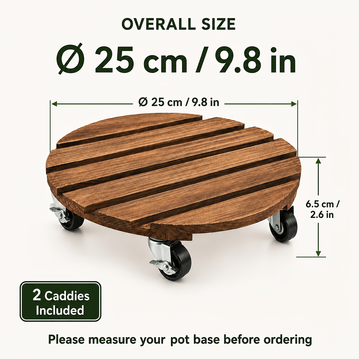 TEMU 2-pack Round Plant Caddy With Wheels, Heavy Duty Plant Dolly With Lockable Metal Casters For Outdoor/indoor Use