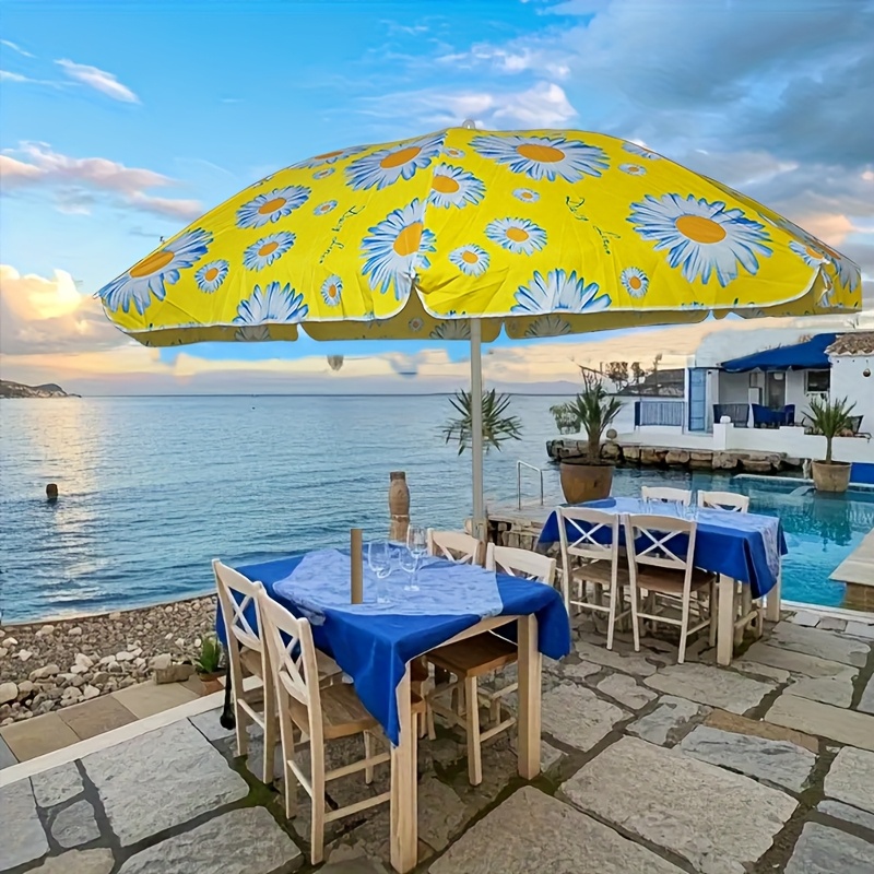 blue and yellow patio umbrella Large Tropical Sunflower Outdoor Umbrella