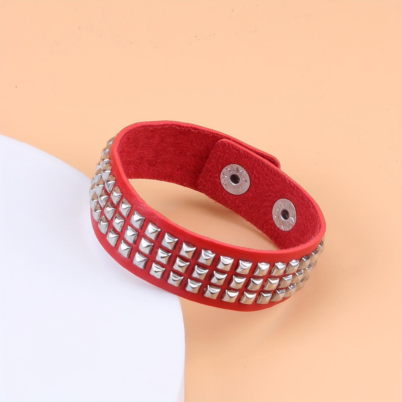 Square Stud Bracelet PU Leather Unisex Wristband